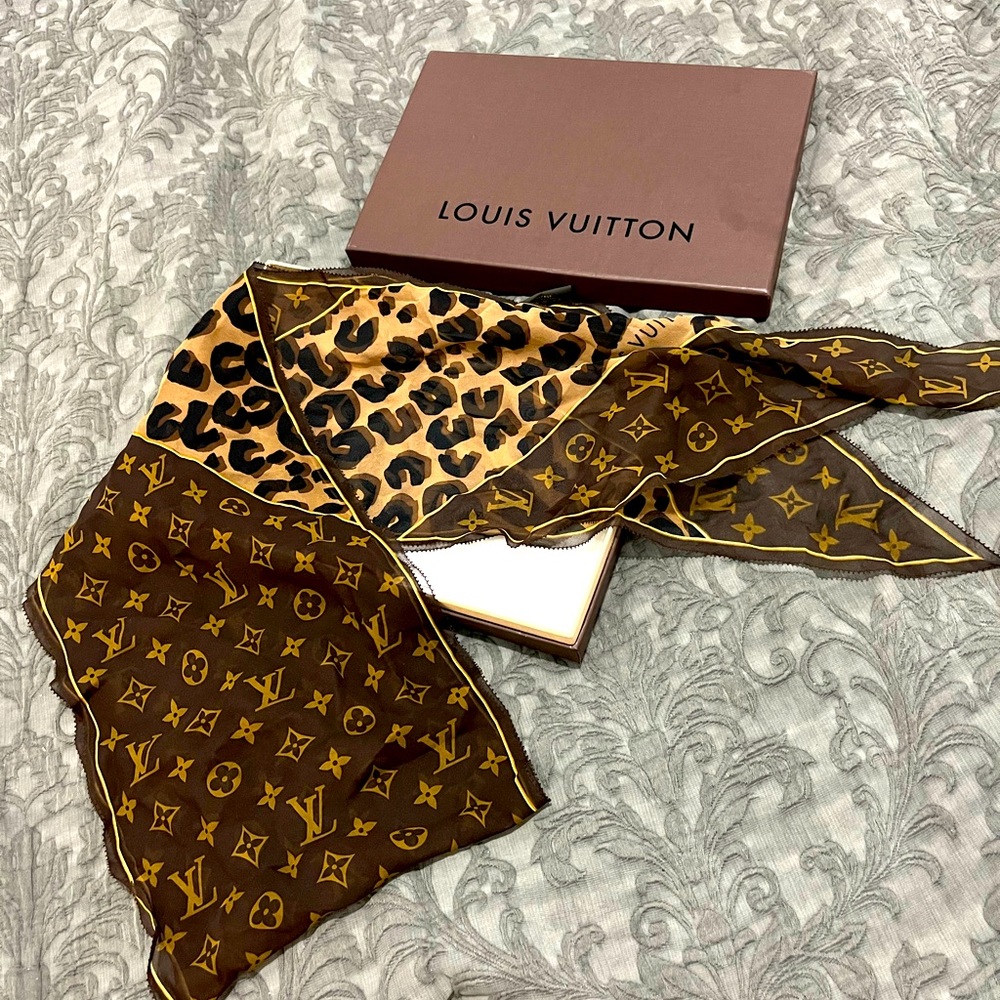Louis Vuitton + Steven Sprouse Leopard Print Monogram Silk Scarf